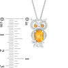 Thumbnail Image 2 of Oval and Round Citrine and Lab-Created White Sapphire Owl Pendant in Sterling Silver
