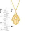 Thumbnail Image 1 of 1/15 CT. Diamond Solitaire Hamsa Pendant in 10K Gold