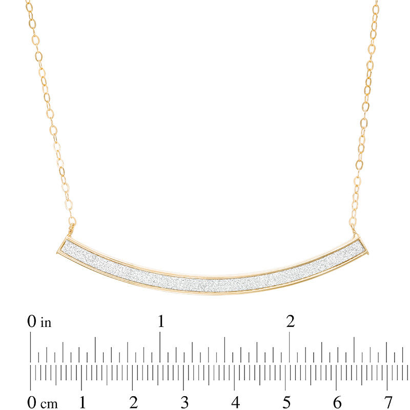 Made in Italy Glitter Enamel Curved Bar Necklace in 14K Gold - 18.5"