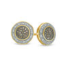 Thumbnail Image 0 of Men's 1/4 CT. T.W. Champagne and White Composite Diamond Frame Stud Earrings in 10K Gold