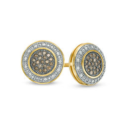 1/4 CT. T.W. Champagne and White Composite Diamond Frame Stud Earrings in 10K Gold
