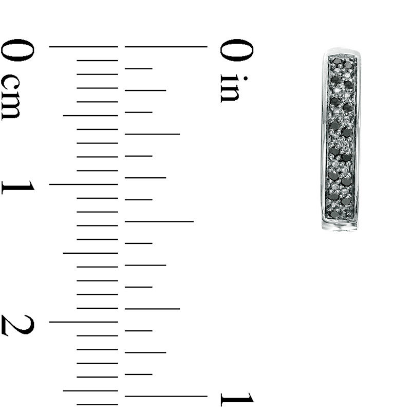 Main Image 3 of Men's 1/10 CT. T.W. Black Diamond Pavé Huggie Hoop Earrings in Sterling Silver
