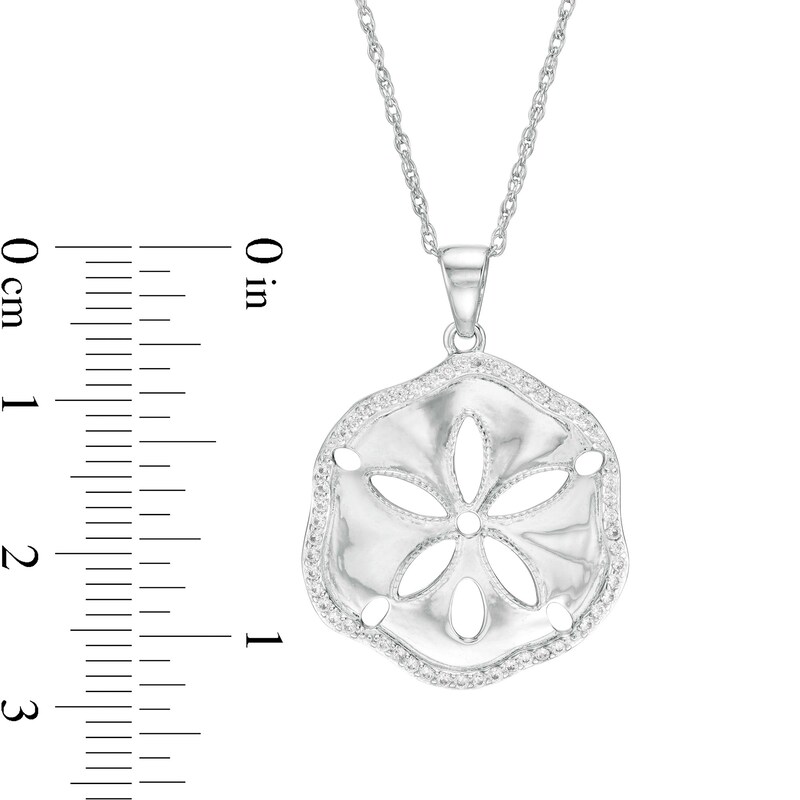 Main Image 2 of Lab-Created White Sapphire Sand Dollar Pendant in Sterling Silver