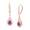 Thumbnail Image 0 of Oval Amethyst and Lab-Created White Sapphire Twisted Teardrop Earrings in Sterling Silver with 14K Rose Gold Plate