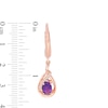 Thumbnail Image 1 of Oval Amethyst and Lab-Created White Sapphire Twisted Teardrop Earrings in Sterling Silver with 14K Rose Gold Plate