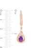 Thumbnail Image 2 of Oval Amethyst and Lab-Created White Sapphire Twisted Teardrop Earrings in Sterling Silver with 14K Rose Gold Plate