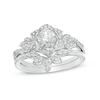 Thumbnail Image 1 of 5.0mm Lab-Created White Sapphire Floral Bridal Set in Sterling Silver