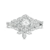 Thumbnail Image 4 of 5.0mm Lab-Created White Sapphire Floral Bridal Set in Sterling Silver