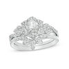 Thumbnail Image 1 of 5.0mm Lab-Created White Sapphire Floral Bridal Set in Sterling Silver