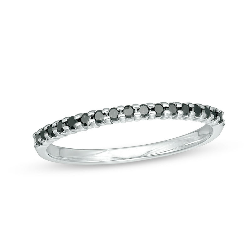 Main Image 1 of 1/6 CT. T.W. Black Diamond Anniversary Band in 10K White Gold