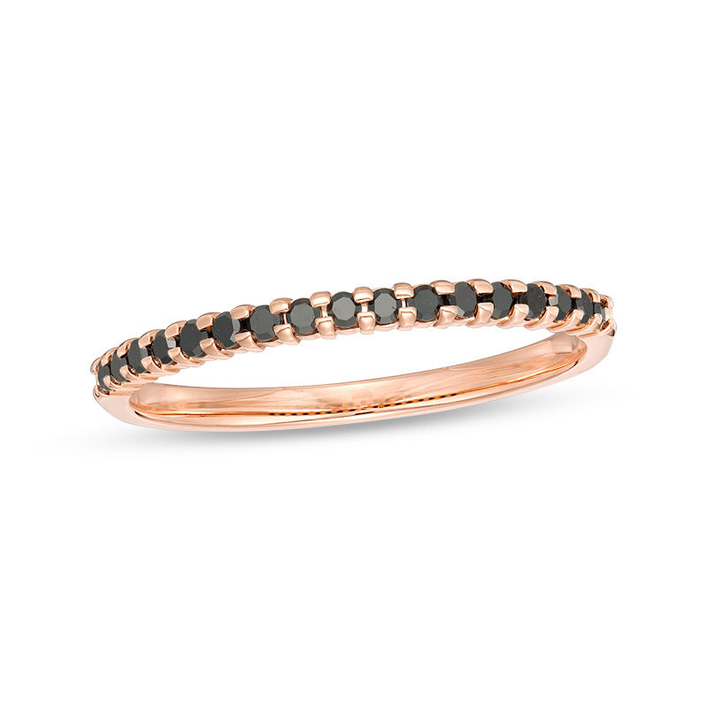 Main Image 1 of 1/6 CT. T.W. Black Diamond Anniversary Band in 10K Rose Gold