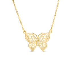 Diamond-Cut Butterfly Pendant in 10K Gold