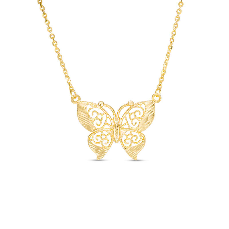 Eternity Gold Butterfly Bar Necklace in 10K Gold
