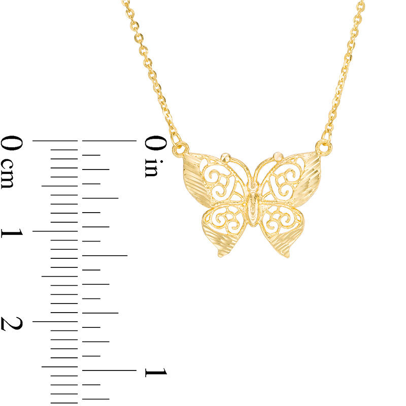 Diamond-Cut Butterfly Pendant in 10K Gold