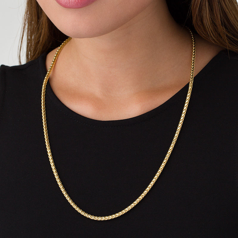 Main Image 2 of Men's 3.15mm Diamond-Cut Franco Snake Chain Necklace in Hollow 14K Gold - 24"