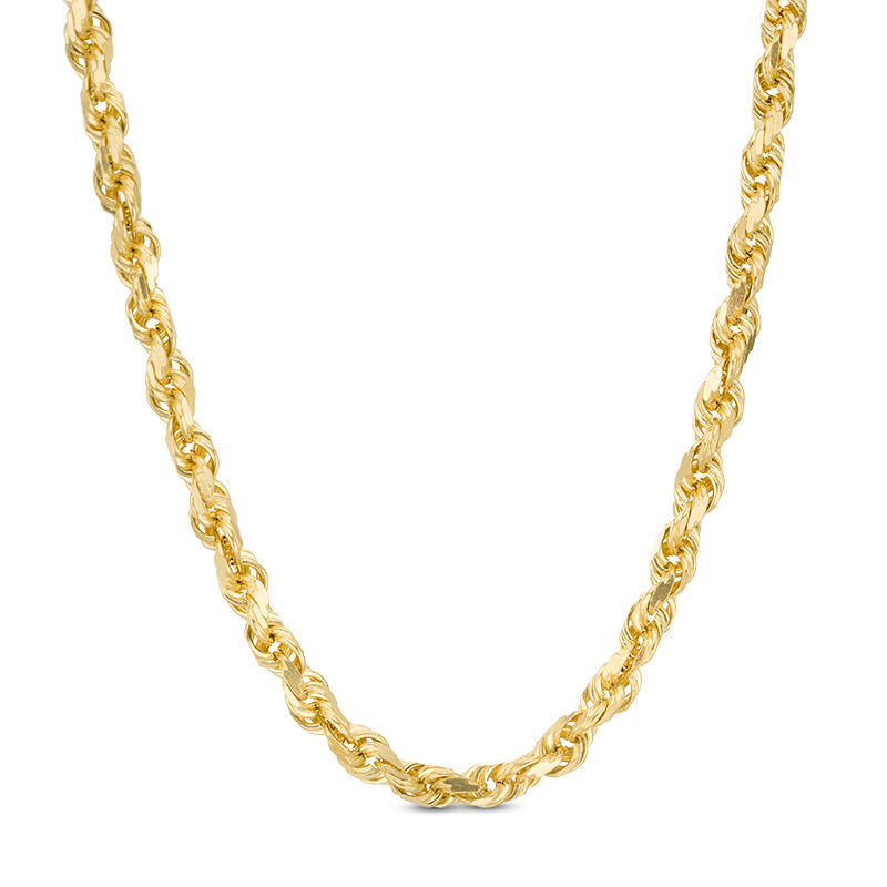 Men's 5.0mm Glitter Rope Chain Necklace in Solid 14K Gold - 24"