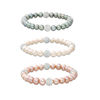 Thumbnail Image 0 of 6.0 - 7.0mm White, Pink and Dyed Grey Cultured Freshwater Pearl and Crystal Ball Station Stretch Bracelet Set - 7.25"