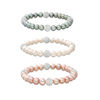 Thumbnail Image 1 of 6.0-7.0mm White, Pink and Dyed Grey Freshwater Cultured Pearl and Crystal Ball Station Stretch Bracelet Set-7.25"