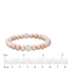 Thumbnail Image 2 of 6.0 - 7.0mm White, Pink and Dyed Grey Cultured Freshwater Pearl and Crystal Ball Station Stretch Bracelet Set - 7.25"