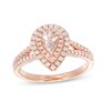Thumbnail Image 1 of Pear-Shaped Morganite and 3/8 CT. T.W. Diamond Double Frame Split Shank Ring in 10K Rose Gold