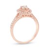 Thumbnail Image 2 of Pear-Shaped Morganite and 3/8 CT. T.W. Diamond Double Frame Split Shank Ring in 10K Rose Gold