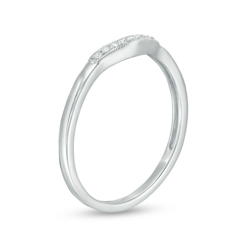 Main Image 2 of Diamond Accent Vintage-Style Contour Anniversary Band in 10K White Gold