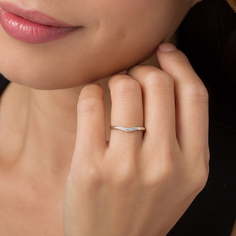 Main Image 3 of Diamond Accent Vintage-Style Contour Anniversary Band in 10K White Gold