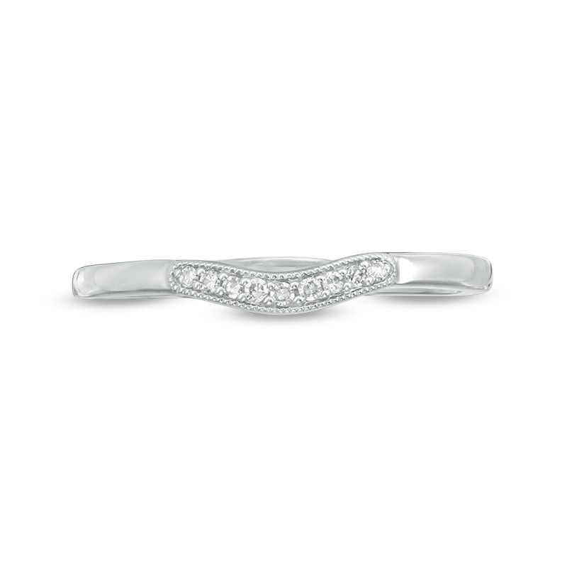 Diamond Accent Vintage-Style Contour Anniversary Band in 10K White Gold