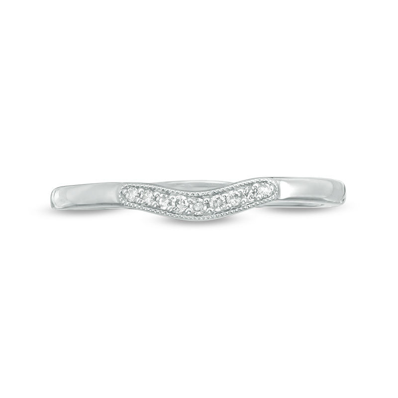 Main Image 4 of Diamond Accent Vintage-Style Contour Anniversary Band in 10K White Gold