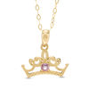 Thumbnail Image 0 of Child's Disney Twinkle Princess Pink Sapphire Beaded Tiara Pendant in 14K Gold - 13"