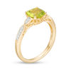 Thumbnail Image 2 of Cushion-Cut Peridot and Lab-Created White Sapphire Twist Shank Ring in Sterling Silver with 14K Gold Plate