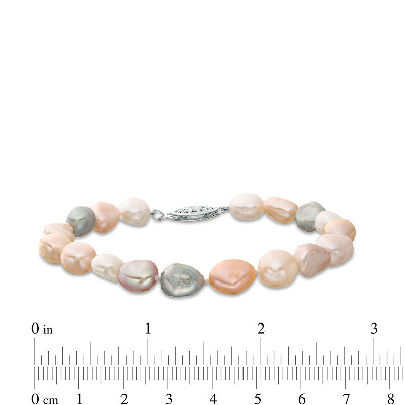 Main Image 3 of Baroque Dyed Multi-Color Freshwater Cultured Pearl Necklace and Bracelet Set with Sterling Silver Filigree Clasp-7.5"