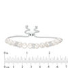 Thumbnail Image 2 of Baroque Freshwater Cultured Pearl and Lab-Created White Sapphire Bead Station Bolo Bracelet in Sterling Silver-9"