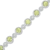 Thumbnail Image 1 of 4.0mm Peridot and Lab-Created White Sapphire Bracelet in Sterling Silver - 7.5"