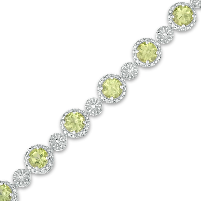 Main Image 1 of 4.0mm Peridot and Lab-Created White Sapphire Bracelet in Sterling Silver - 7.5"