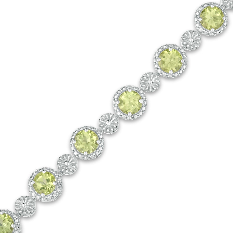 4.0mm Peridot and Lab-Created White Sapphire Bracelet in Sterling Silver - 7.5"