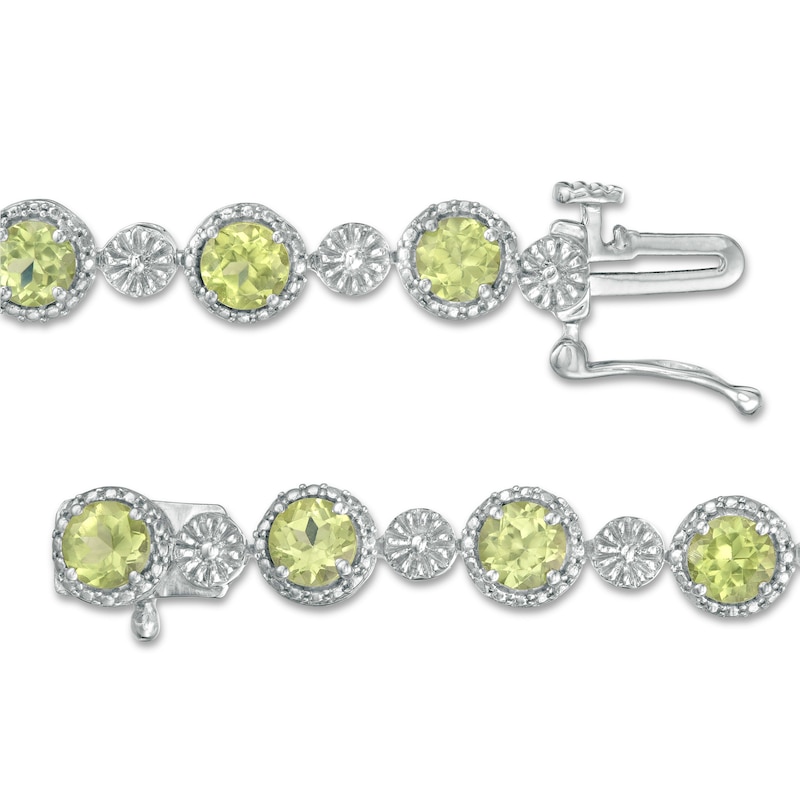 Main Image 2 of 4.0mm Peridot and Lab-Created White Sapphire Bracelet in Sterling Silver - 7.5"