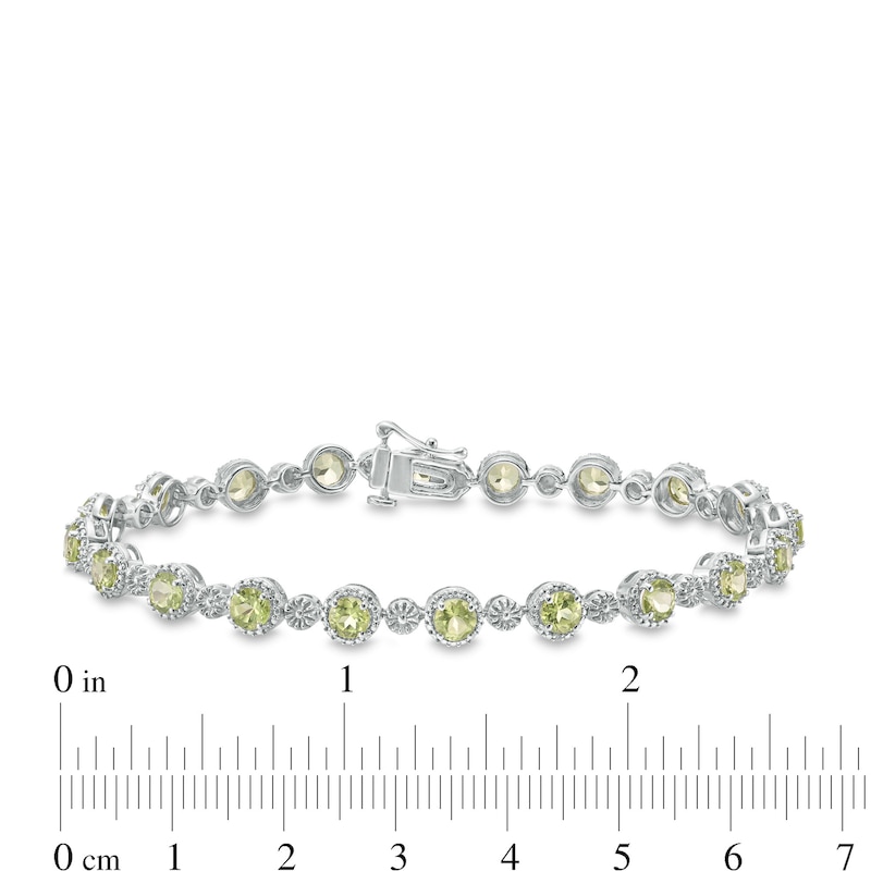 4.0mm Peridot and Lab-Created White Sapphire Bracelet in Sterling Silver - 7.5"