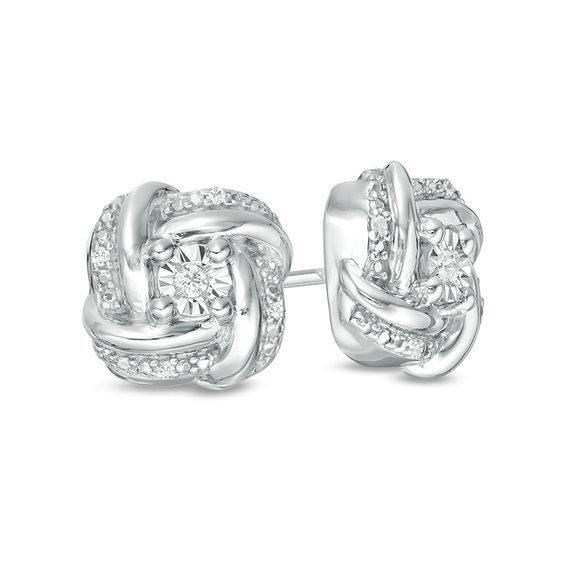 Diamond Accent Knot Stud Earrings in Sterling Silver Diamond Accent Knot Stud Earrings in Sterling Silver
