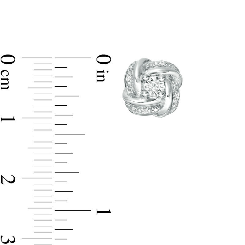 Main Image 3 of Diamond Accent Cushion-Shaped Knot Stud Earrings in Sterling Silver