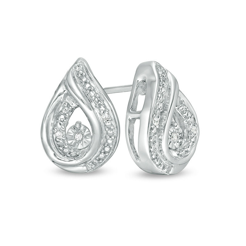 Diamond Accent Teardrop Stud Earrings in Sterling Silver