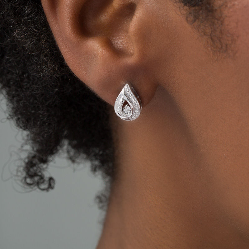Diamond Accent Teardrop Stud Earrings in Sterling Silver