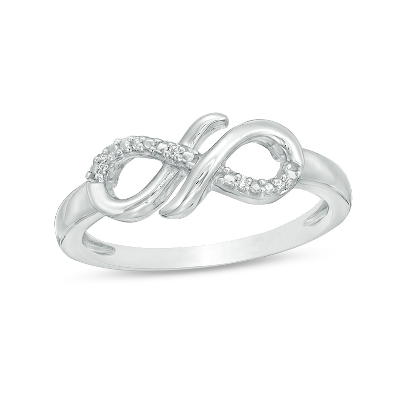 Main Image 1 of Diamond Accent Sideways Layered Infinity Ring in Sterling Silver