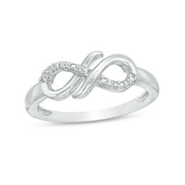 Diamond Accent Sideways Layered Infinity Ring in Sterling Silver