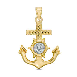 Men's Anchor Necklace Charm in 10K Two-Tone Gold