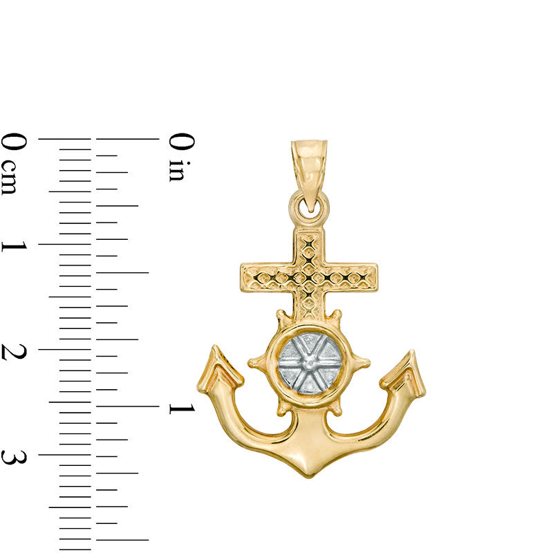 Men's Anchor Necklace Charm in 10K Two-Tone Gold | Zales Outlet