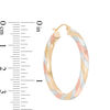 Thumbnail Image 1 of 3.0 x 35.0mm Diamond-Cut Twist Square-Edged Hoop Earrings in 10K Tri-Tone Gold