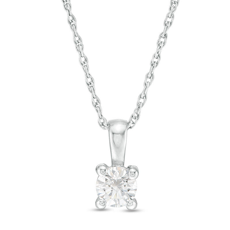 Main Image 1 of 1/4 CT. Certified Diamond Solitaire Pendant in 14K White Gold (I/I1)