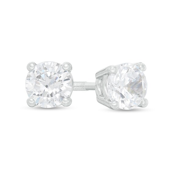 1 CT. T.W. Certified 1 CT. T.W. Certified Diamond Solitaire Stud Earrings in 14K White Gold (I/I1)