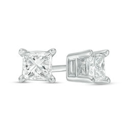 2 CT. T.W. Certified Princess-Cut Diamond Solitaire Stud Earrings in 14K White Gold (I/I1)